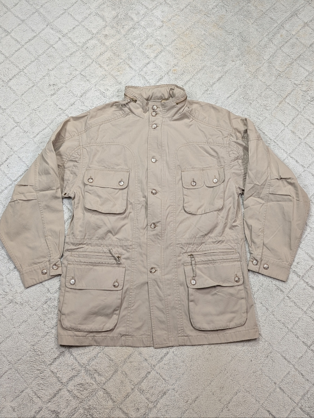 Willis & Geiger Jacket Mens L Beige Safari Field Utility Bush Poplin Expedition
